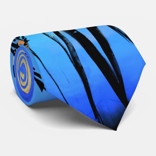 Cravate Beau coucher de soleil sur le lac - Miroir - Peint (Roulé)