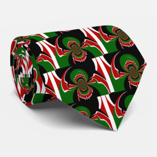 Cravate Beau drapeau Kenya noir rouge vert couleur design