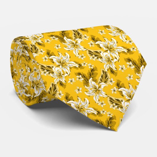 Cravate Beau motif à fleurs élégant (Roulé)