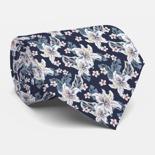 Cravate Beau motif à fleurs élégant (Roulé)