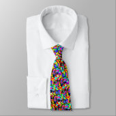 Cravate Beau Motif Abstrait multicolore coloré (Attaché)