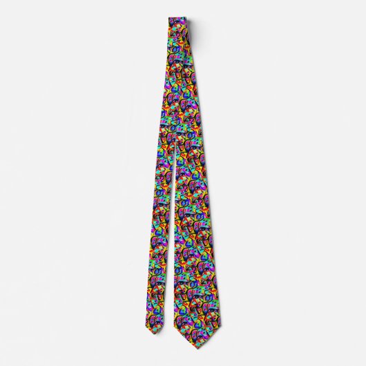 Cravate Beau Motif Abstrait multicolore coloré (Dos)