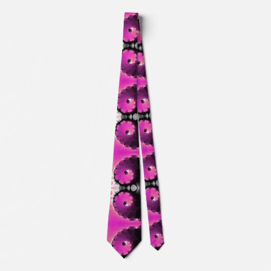 Cravate Beau motif d'art fractal en spirale rose girly (Devant)