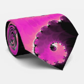 Cravate Beau motif d'art fractal en spirale rose girly (Roulé)