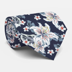 Cravate Beau motif de fleurs bleues