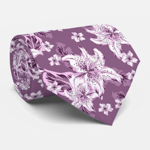 Cravate Beau motif de fleurs violettes