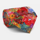 Cravate Beau motif floral Abstrait coloré brillant (Roulé)