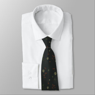 Cravate Beau Noir avec un design de Noël minimal
