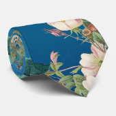 Cravate Beau Océanique Bleu Floral et Botanique Chic (Roulé)