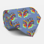 Cravate beau papillon multicolore bleu (Roulé)