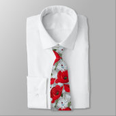 Cravate Beau pavot rouge, marguerites blanches et coccinel (Attaché)