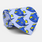 Cravate Beau poisson perroquet bleu tropical (Roulé)