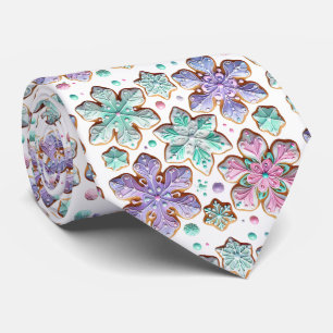 Cravate Beau Snowflakes glacé Turquoise violet rose