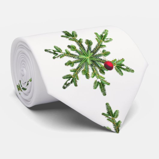 Cravate Beau Snowy Pine Snowflake Noël (Roulé)