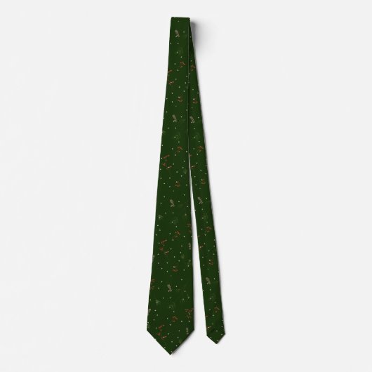 Cravate Beau Vert foncé avec un design de Noël minimal (Devant)