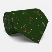 Cravate Beau Vert foncé avec un design de Noël minimal (Roulé)