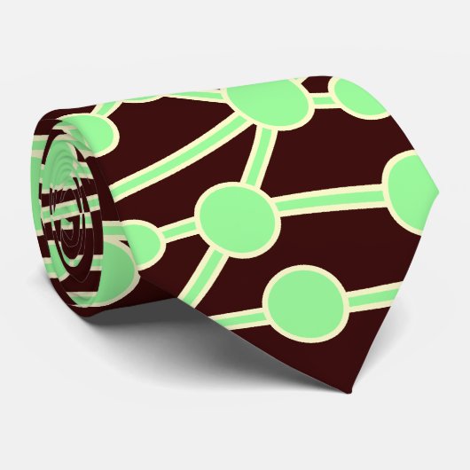 Cravate Beaucoup de Routes II Mint avec crème sur Brown 33 (Roulé)