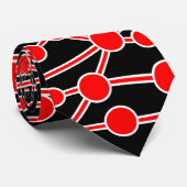 Cravate Beaucoup de routes II rouge et blanc sur noir (Roulé)
