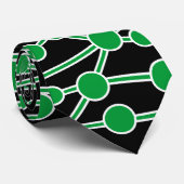 Cravate Beaucoup de routes II vert avec blanc sur noir (Roulé)