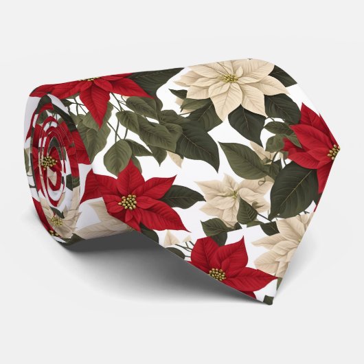 Cravate beauté hiver fleurs hiver hiver rouge fleurs vert (Roulé)