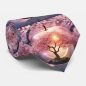 Cravate "Beauté réfléchie : Pomme de verre avec arbre en f (Roulé)