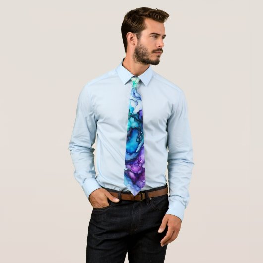 Cravate Beautiful and Abstract Pastel Art Neck Tie (En situation)