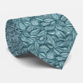 Cravate Beautiful Ice Blue Leaf Pattern Faux Leather  (Roulé)