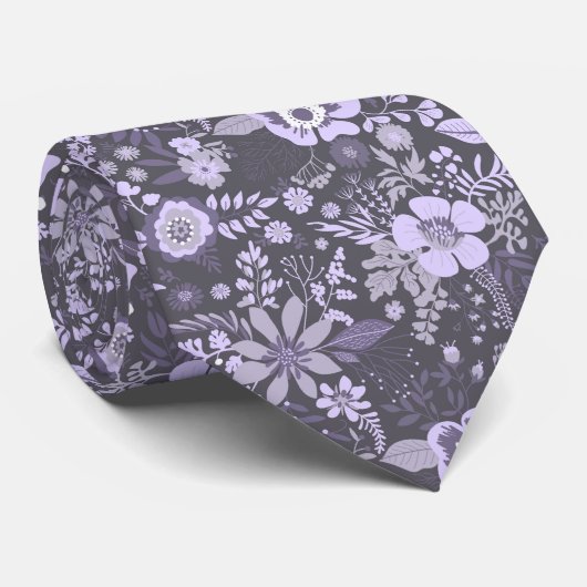 Cravate Beautiful retro style blue pastel floral pattern (Roulé)