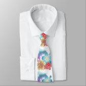 Cravate Beautiful Tropcal Pastel Flowers on White Tie (Attaché)