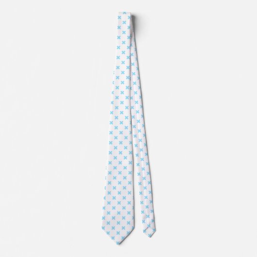 Cravate Bébé bleu croix coutures sur blanc (Devant)