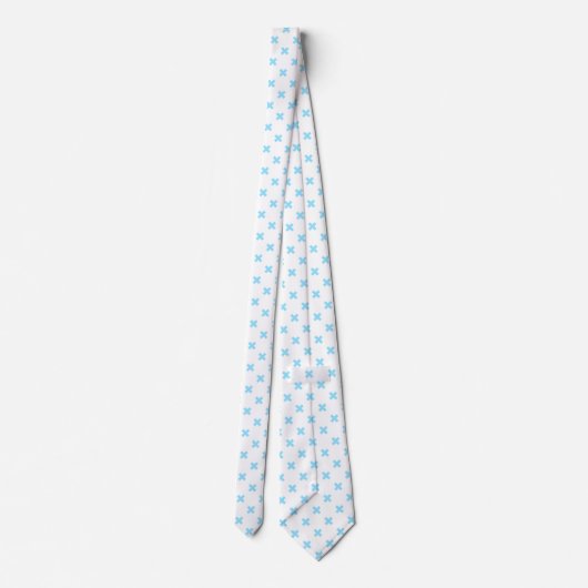 Cravate Bébé bleu croix coutures sur blanc (Dos)