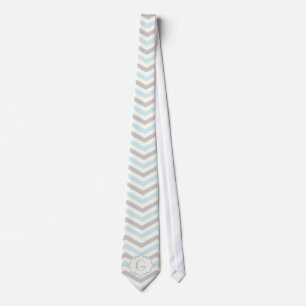 Cravate Bébé bleu moderne, grey, ivory chevron