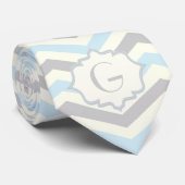 Cravate Bébé bleu moderne, grey, ivory chevron (Roulé)