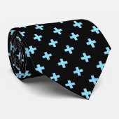 Cravate Bébé bleu polka croise sur noir (Roulé)