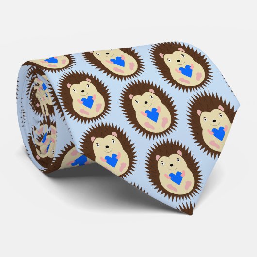 Cravate Bébé Garçon Cœur Hérisson à Motifs Bleu (Roulé)