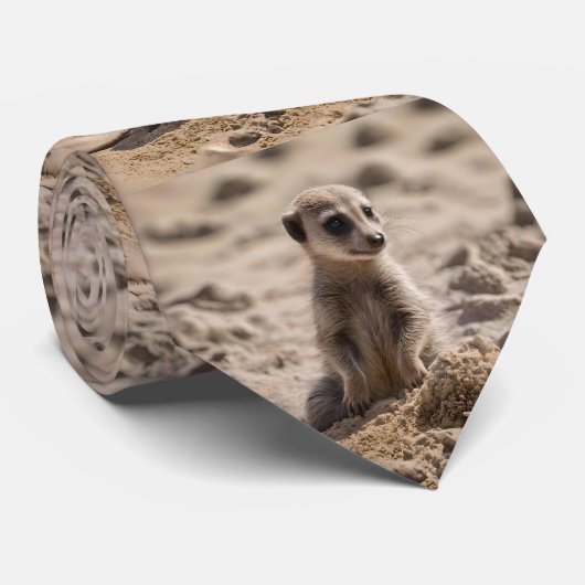 Cravate Bébé Meerkat Jouant Dans Le Sable, (Roulé)