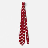 Cravate Bedlington Terrier Chien Silhouettes Motif Rouge (Devant)