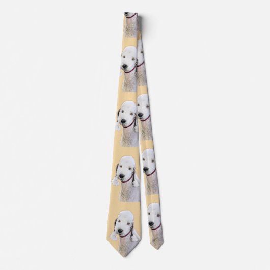 Cravate Bedlington Terrier Peinture - Art Chien original (Devant)