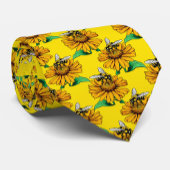 Cravate Bee on Sunflower Flower Pattern Design Yellow