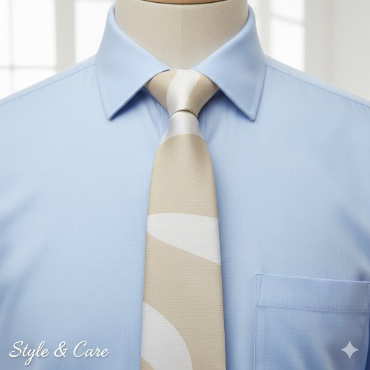 Cravate Beige Cream Simple Organic Pattern