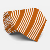 Cravate Beige et orange brûlé cinq rayures motif (Roulé)
