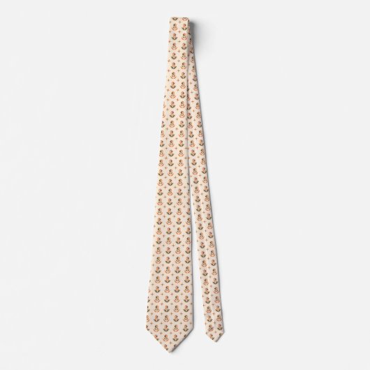 Cravate Beige necktie with a small floral pattern (Devant)