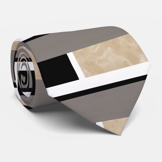 Cravate Beige Noir et blanc Moderne (Roulé)