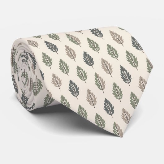 Cravate Beige & Sage Vert Simple Boho (Roulé)