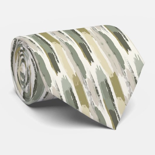 Cravate Beige & Sage Vert Simple Boho (Roulé)