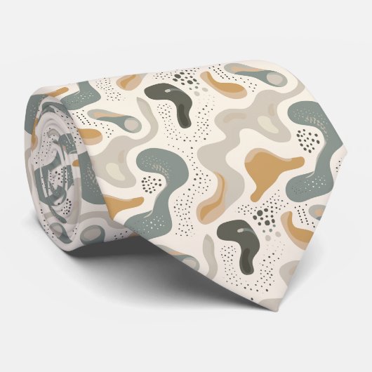 Cravate Beige & Sage Vert Simple Boho (Roulé)