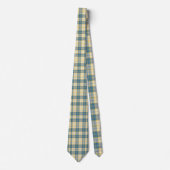 Cravate Beige & Teal Plaid Pattern Necktie Tie (Devant)
