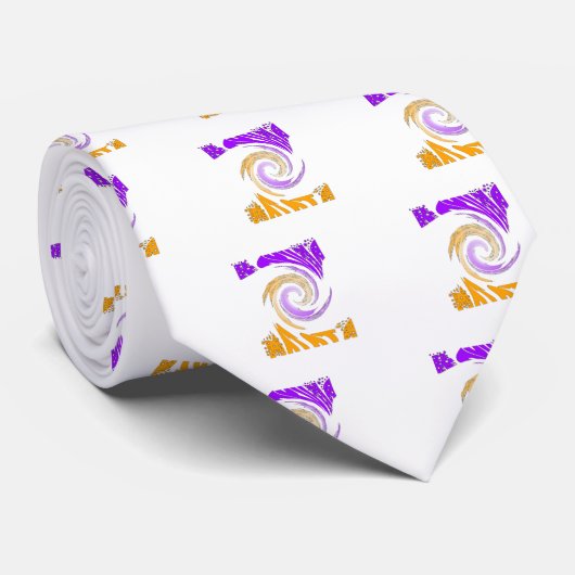 Cravate Belle Art Moderne Design : Tourbillon violet et or (Roulé)