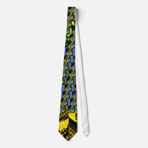 Cravate Belle Art Sud-Africain Jaune et Bleu Magnifique