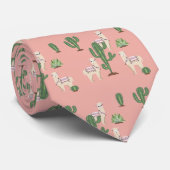 Cravate Belle bande dessinée Alpaca avec design cactus (Roulé)